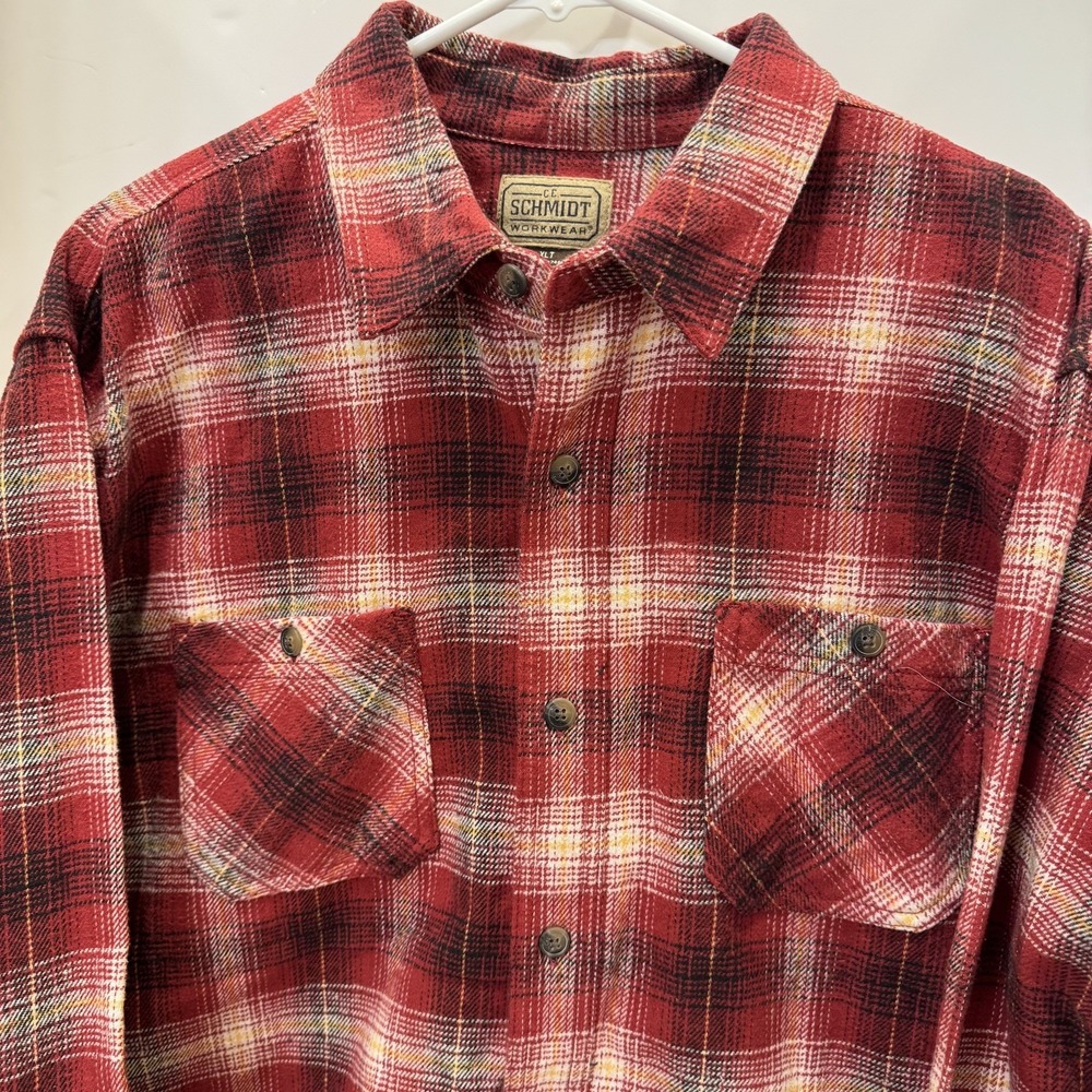 C.E. Schmidt Workwear Flannel Shirt Men's XLT Red White Black Plaid Heavy